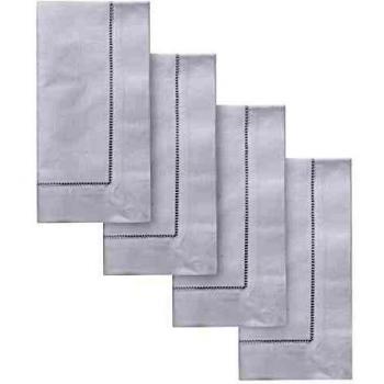 Tovaglioli in Lino Bianco Lavabili, Set da 4, 55 x 55 cm