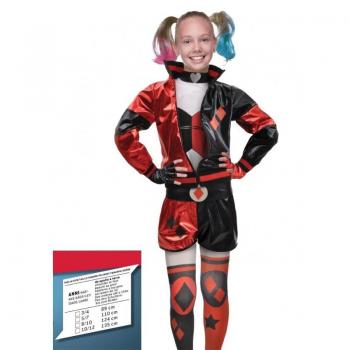 Costume Bambina Harley Quinn Rosso-Nero-Bianco Taglia 10-12 Anni