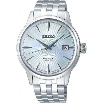 Reloj Seiko SARY161 Plata: Presage Mecánico con Espalda Transparente y Detalle de Cóctel