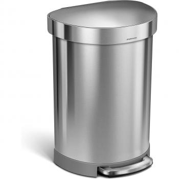 Simplehuman 60L halbrunder Müllbehälter mit Fußpedal, Edelstahl