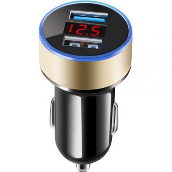 5V 3.1A Dual USB Car Charger with LED Display for Volkswagen