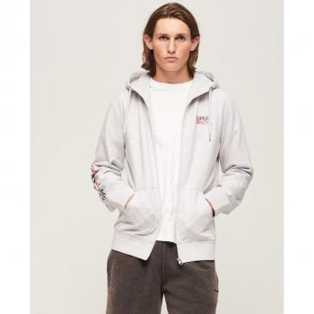 Suéter Deportivo Superdry Hombre Crema Libre con Cremallera