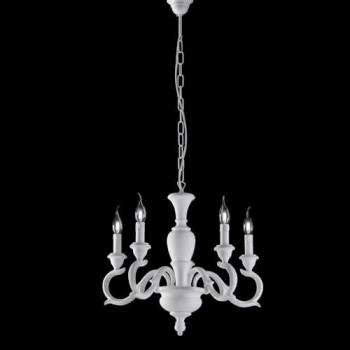 Shabby Chic Lampadario Fiorenza Bianco 5 Luci H50 cm