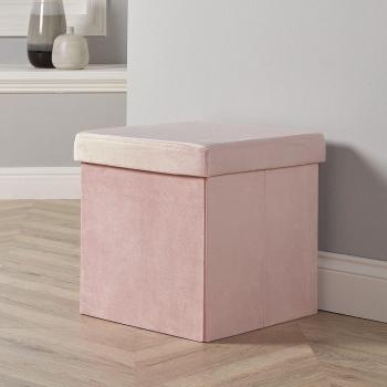 Folding Velvet Ottoman Chest in Blush