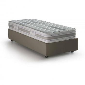 Lit conteneur Dabad cuir écologique 100% Italien, accès frontal, matelas 90x190 inclus – Tourterelle – Dmora