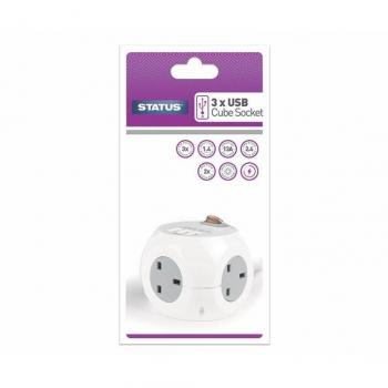 Sealey 4-Way Mains Extension Cube with USB Sockets and 1.4m Cable