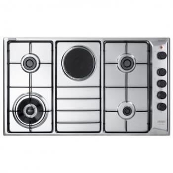 De Longhi FLA 49 RD Linea Family Piano cottura a Gas 4 Fuochi + 1 Piastra Bruciatore Tripla Corona 90 cm Acciaio Inox