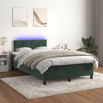 VidaXL Sommière à Lattes, Matelas Intégré, LED, Vert Foncé – Lit Double