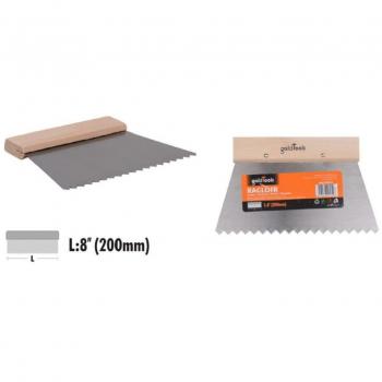 Trade Shop Spatola dentata in acciaio con manico in legno, 8″ (20 cm)