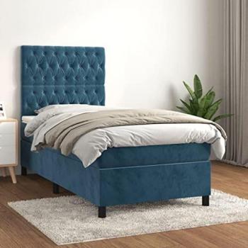 VidaXL Dunkelblaues Boxspringbett 90x200 cm mit Matratze