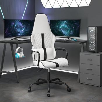 Meuble de bureau gaming, chaise de massage, noir/blanc, similicuir – VidaXL
