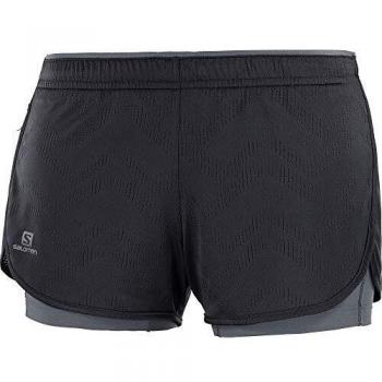 SALOMON Short 2-en-1 Agile W, Pantalones Cortos De Correr, Mujer, Negro