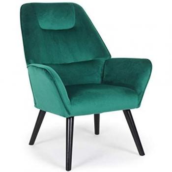 Fauteuil scandinave dossier haut velours vert fox
