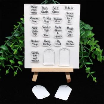 KLUJYPNiël – Pack d’enseignes de Noël avec matrices en silicone et timbre transparent