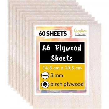 60 x Hojas de Madera Contrachapada A6 para Pirograbado