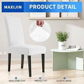 MAXIJIN Plush Chair Slip Covers for Dining Chairs Set of 6 Stretch Velvet Removable Velour Covers for Dining Room, Hotel, Kitchen, Ceremony