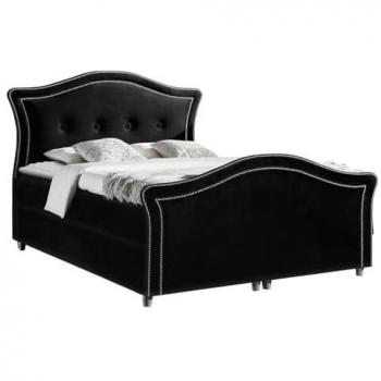 Cama continental Baltimore 136 negra 140x200 cm con somieres