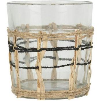 Bambus‑Glas‑Windlicht IB Laursen – 5,8 cm Durchmesser, 8 cm hoch