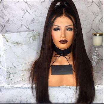 DLME Ombre Braun Synthetische Haarperücke Lange Gerade für Frauen
