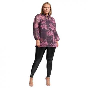 Yours London Metallic Blouse – Lila Floral Design für Kurven und Plusgrößen