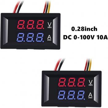 0.28 LED DC 0-100V 10A Digital Voltage Amperage Gauge