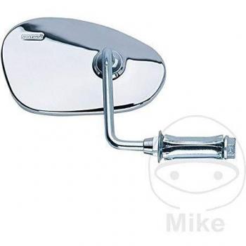 Rechter Spiegel oval, Chrom, für Lenkerinnenbefestigung, kurzer Stab 90°