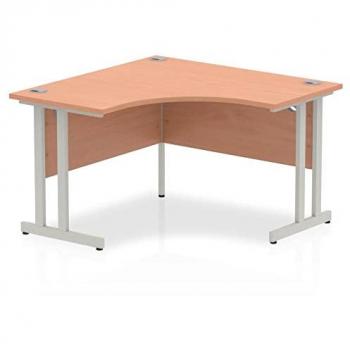 Impulse 1200mm Corner Desk Walnut Top White Cantilever Leg