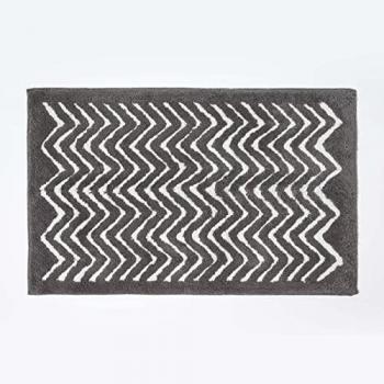Tapis de bain en coton gris zigzag 50 x 80 cm
