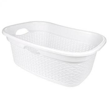 Panier à linge tressé 65 x 44 x 42,5 cm 50 L blanc