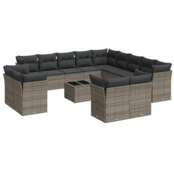 Ensemble Meubles Terrasse Vidaxl – Canapés à Pieds Réglables, Gris 14 Coussins