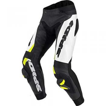 Pantaloni Moto in Pelle Racing Spidi RR PRO Warrior Alta Visibilità Nero/Giallo Fluo 58