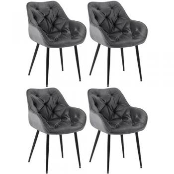 Set di 4 poltroncine Tanna con braccioli in velluto grigio scuro