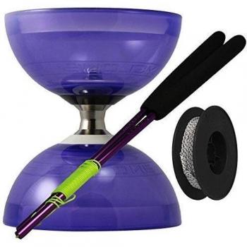 Diábolo Cyclone Quartz 2 de Juggle Dream, incluye palos de control en aluminio y cuerda de 10 m, color violeta