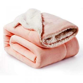Bedsure Warm Sherpa Blanket Peach Blush