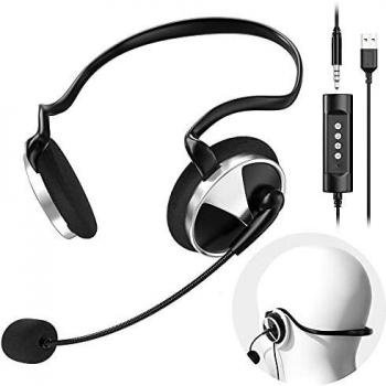 Newaner Auriculares Diadema con Cable y Micrófono para Oficina y Teleconferencias