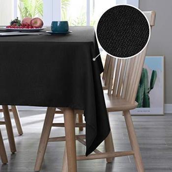 Tablecloth noir, effet lin, taille 130 × 160 cm, imperméable
