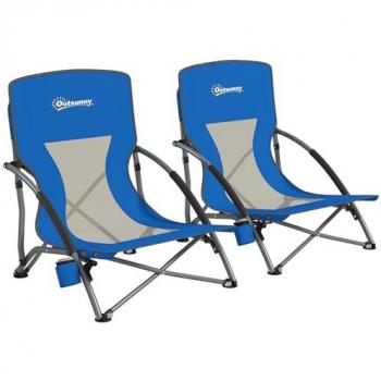 Silla Portátil de Playa OutSunny Respaldo Malla