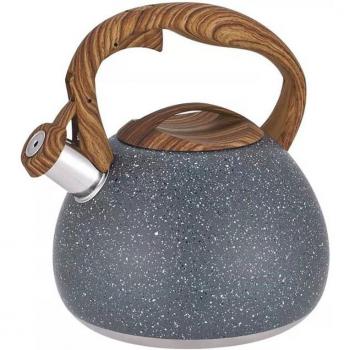 Stainless Steel 3L Whistling Tea Kettle with Wood Pattern