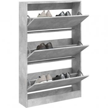 Armoire à chaussures 80x21x125,5 cm gris béton en bois d'ingénierie