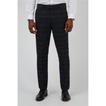 Marc Darcy Navy Check Slim Fit Suit Pant