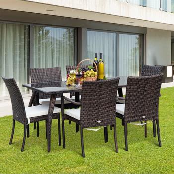 Outsunny 3 PCs Outdoor Seat Cushion for Rattan Furniture, Garden Furniture Cushions, Grey