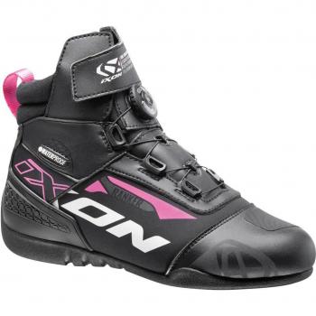 Bottines moto pour femmes Ixon RANKER waterproof noir et rose fushia