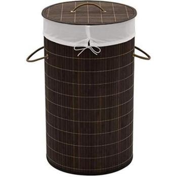 Bamboo Laundry Bin Round Dark Brown