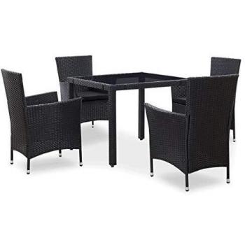Juego de Comedor Día y Noche 5P Rattan Negro