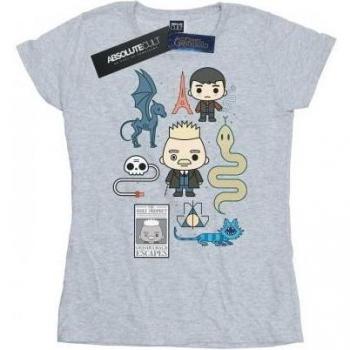 Maglietta Fantastic Beasts Chibi Grindelwald in cotone per donne