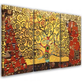 Drie-delige canvasprint abstracte Levensboom 60x40 geel