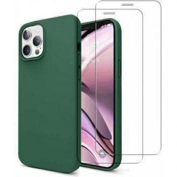 Coque iPhone 12/12 Pro antichoc verte + 2 protections d'écran