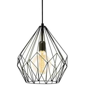 EGLO Carlton Geometric Black Pendant Light with Cage
