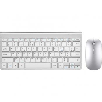Low Noise Wireless AZERTY French Keyboard and Mouse Combo Ultra Slim for Laptop Desktop Windows Smart TV