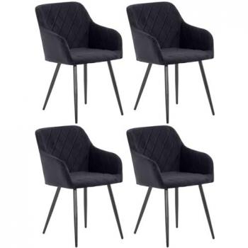 Chaises de salle à manger en velours noir Shila